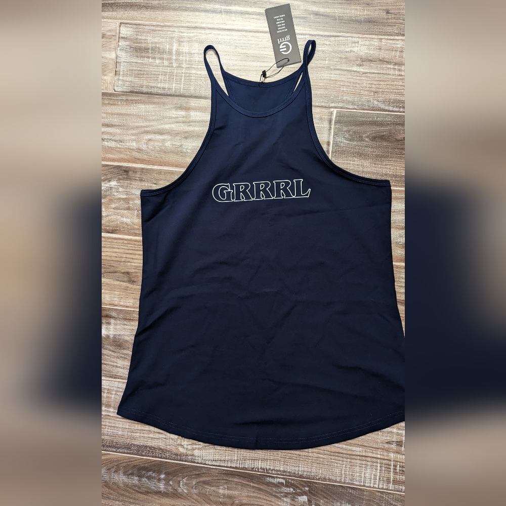 GRRRL CLOTHING Honey Badger Freedom Blue tank Angel
